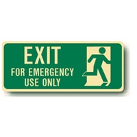 LUM FLOOR SIGN EXIT FOR EMERGENCY USE..