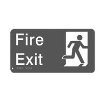 Braille Signs - Fire Exit (with running man Pictogram)  - White On Green - Plastic - 330x150