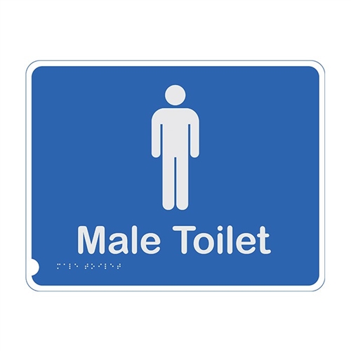 Braille Sign - Male Toilet - Black On Silver - Aluminium - 230x190