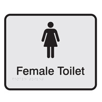 Braille Sign - Female Toilet - Black On Silver - Aluminium - 230x190