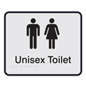 Braille Sign - Unisex Toilet - Black On Silver - Aluminium - 230x190