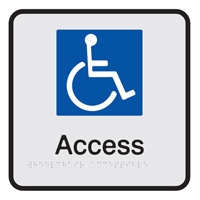 Braille Sign - Wheelchair Access - Black On Silver - Aluminium - 190x190
