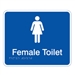 Braille Sign - Female Toilet - White On Blue - Plastic - 230x190