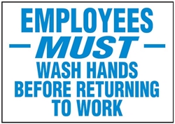 Hygiene & Food Sign Employees Must.. , Safety Signs, Sold Per Sgn With Qty Of  1