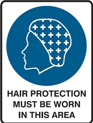 Hygiene & Food Sign Hair Protection.. , Safety Signs, Sold Per Sgn With Qty Of  1