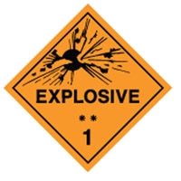 EXPLOSIVE 1** LABELS 250MM SS