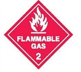 FLAMMABLE GAS 2 LABELS 50MM ROL 1000 WHT