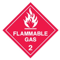 FLAMMABLE GAS 2 LABELS 250MM SS WHT