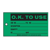 PROD STATUS TAGS O.K. TO USE PK100