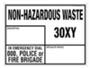 Non Hazardous Waste Decal 30XY - SAV 820x400mm