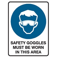 SAFETY GOGGLES MUST BE..