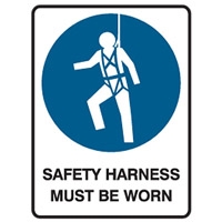 SAFETY HARNESS MUST BE..