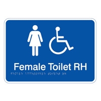 Prem Braille Sign Fem Tlt Wht/Blu Rh , Safety Signs, Sold Per Sgn With Qty Of  1