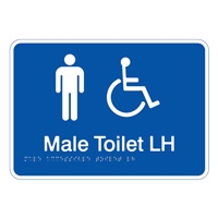 Prem Braille Sign Male Tlt Wht/Blu Lh , Safety Signs, Sold Per Sgn With Qty Of  1