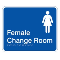 Prem Braille Sign Fem Change Rm Wht/Blu , Safety Signs, Sold Per Sgn With Qty Of  1