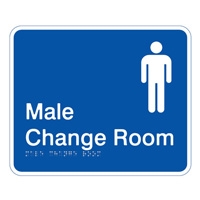 Prem Braille Sign Male Change Rm Wht/Blu, Safety Signs, Sold Per Sgn With Qty Of  1