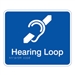 Prem Braille Sign Hearing Loop Wht/Blu , Safety Signs, Sold Per Sgn With Qty Of  1