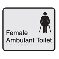 Prem Braille Sign Fem Amb Tlt Blk/Slv , Safety Signs, Sold Per Sgn With Qty Of  1