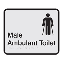 Prem Braille Sign Male Amb Tlt Blk/Slv , Safety Signs, Sold Per Sgn With Qty Of  1