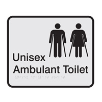 Prem Braille Sign Uni Amb Tlt Blk/Slv , Safety Signs, Sold Per Sgn With Qty Of  1