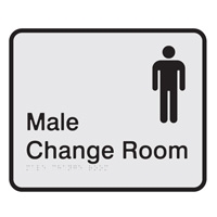 Prem Braille Sign Male Change Rm Blk/Slv, Safety Signs, Sold Per Sgn With Qty Of  1