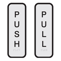 Braille Sign - Push/Pull - Black On Silver - Aluminium - 65x190