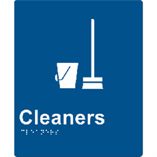 Cleaners Blue/White Braille sign