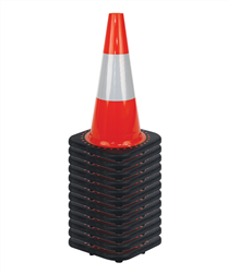 12 Traffic Cones 450mm Orange c/w class 1 reflective collar