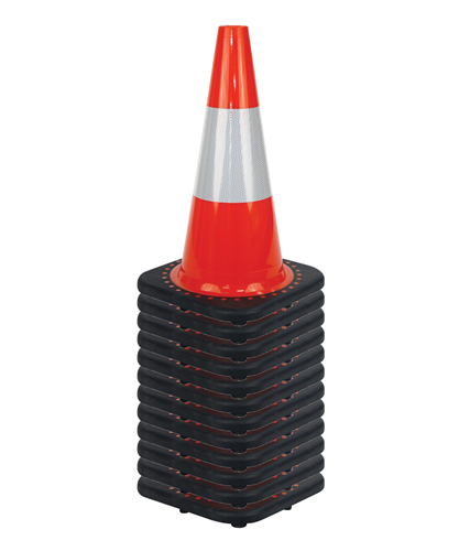 12 Traffic Cones 450mm Orange c/w class 1 reflective collar