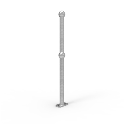 Ball Fence End Post Surface Mounted - Galvanised