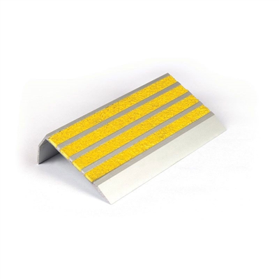 Architectural - Stair Nosing 83 X 37 X 3620mm Natural Anodised With Carborundum Infill - Yellow