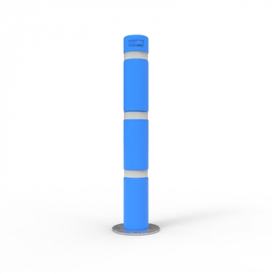 Bollard 140mm Surface Mounted with Skinz Bollard Sleeve and White Reflective Tape - Disability Blue Bollard: D: 140mm H: 1200mm Wt: 25.4kg Wall Thickness: 5mm
