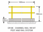 Channel Rail 1M Kit - Complete (2Xsm Posts, 1X1M Channel, 2X1M Rails). Sold Per Kit