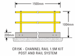 Channel Rail 1.5M Kit - Complete (2Xsm Posts, 1X1.5M Channel, 2X1.5M Rails). Sold Per Kit