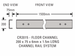 Floor Channel 200x75X6mm X 1.5M - Channel Rail Components. Sold Per each