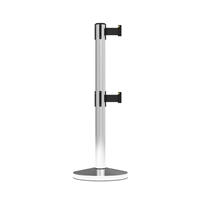 Stanchion Neata Double Belt Post Midline Economy Stainless Steel - Black