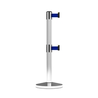 Stanchion Neata Double Belt Post Midline Economy Stainless Steel - Blue