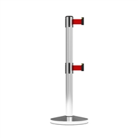Stanchion Neata Double Belt Post Midline Economy Stainless Steel - Red