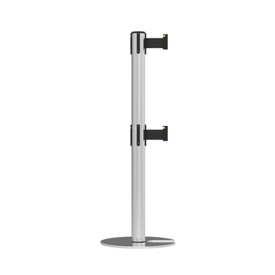 Neata Double Belt Post Stackable Base Economy Stainless Steel - Black