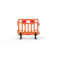 Plastic Fence Barrier With Rubber Foot 1100 X 1000mm - Hi-Vis Orange With Reflective Panels