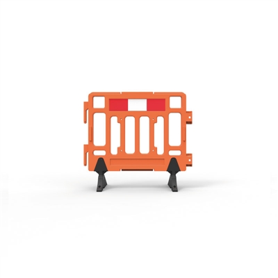 Plastic Fence Barrier With Rubber Foot 1100 X 1000mm - Hi-Vis Orange With Reflective Panels