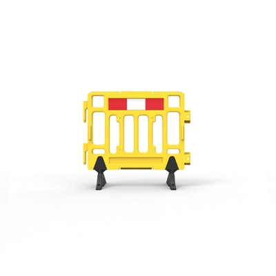 Plastic Fence Barrier With Rubber Foot 1100 X 1000mm - Hi-Vis Yellow With Reflective Panels