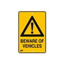 Pilot Sign - Beware of Vehicles - 300 x 450mm Polypropylene