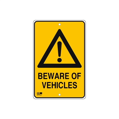 Pilot Sign - Beware of Vehicles - 300 x 450mm Polypropylene