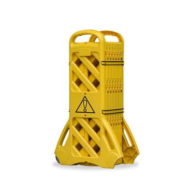 Mobile Expanding Portable Barrier - Mobile Expanding Safety Barrier ? Safety Yellow, Sold Per Each