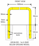 U-Bar 1 Metre - Below Ground Type, Galvanised & Powder Coated Finish