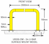U-Bar 2 Metre Surface Mount, Galvanised & Powder Coated Finish