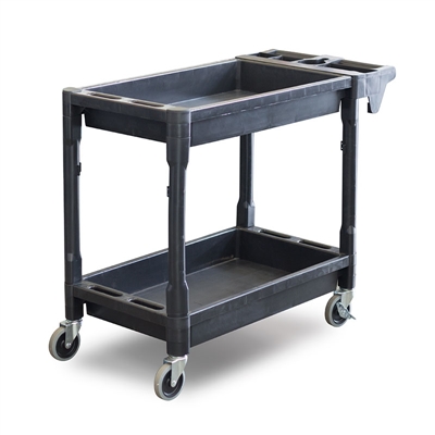 Utility Cart - 2 Level Service Cart - Plastic with Castors and Handle