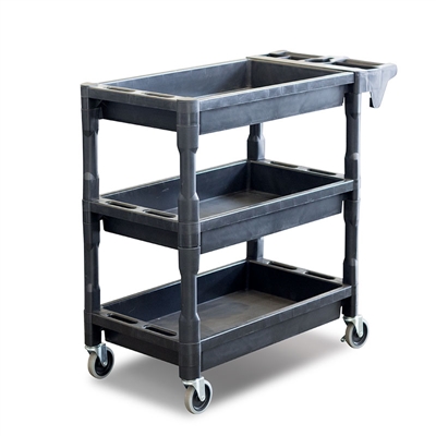 Utility Cart - 3 Level Service Cart - Plastic with Castors and Handle