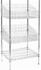 Modular Wire Shelving - Display Basket 530 X 915mm - Zinc Plated And Clear Epoxy Powder Coat